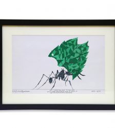 Ant carrying Leaf - Poster Colours on Paper