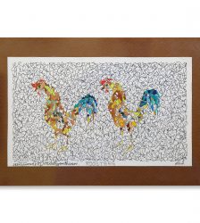 Roosters - Pen and Poster Colours on Paper