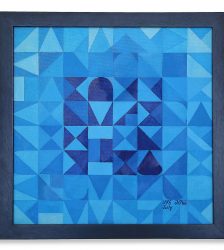Three Blue Squares-Acrylic on Canvas