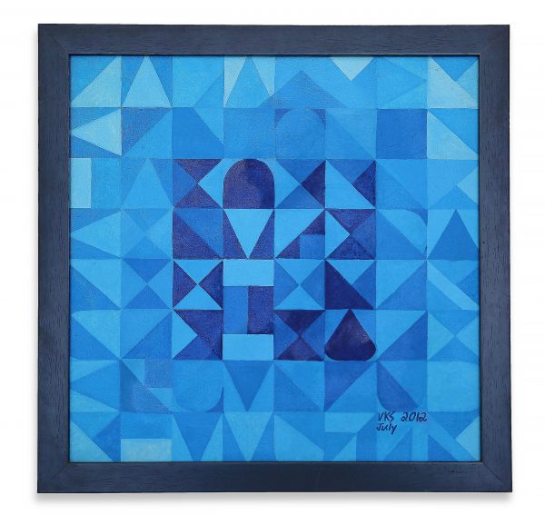 Three Blue Squares-Acrylic on Canvas